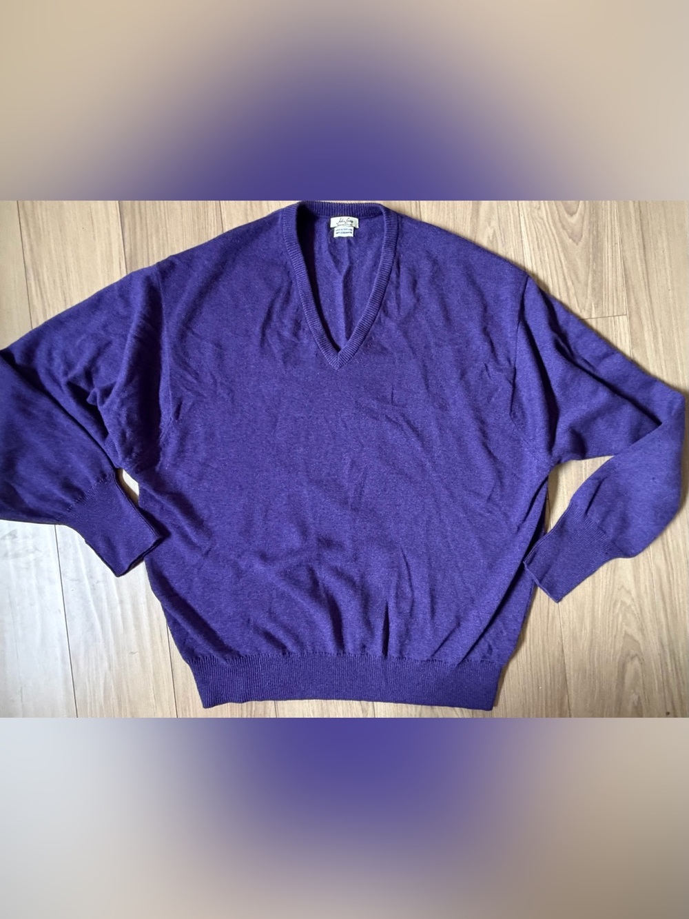 VTG John Laing 100% Cashmere Men V-Neck Sweater PurpleSz 58 4X Made In Scotland